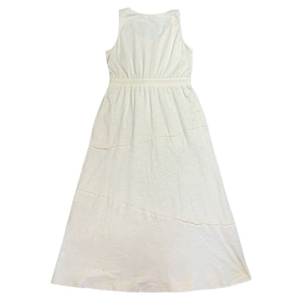 Listicle Women's Large Cream Cotton A Line Maxi Sleeveless Tank Dress Belted - Picture 2 of 7
